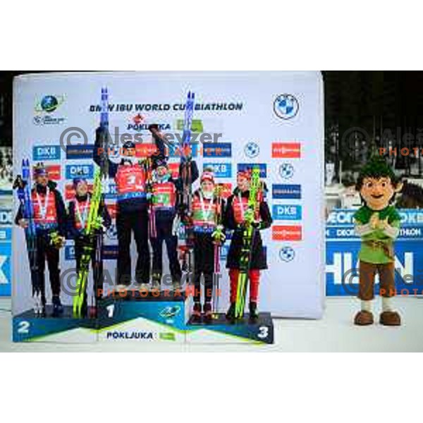 in action during Mix Relay at IBU Biathlon World Cup, Pokljuka, Slovenia on January 8, 2023