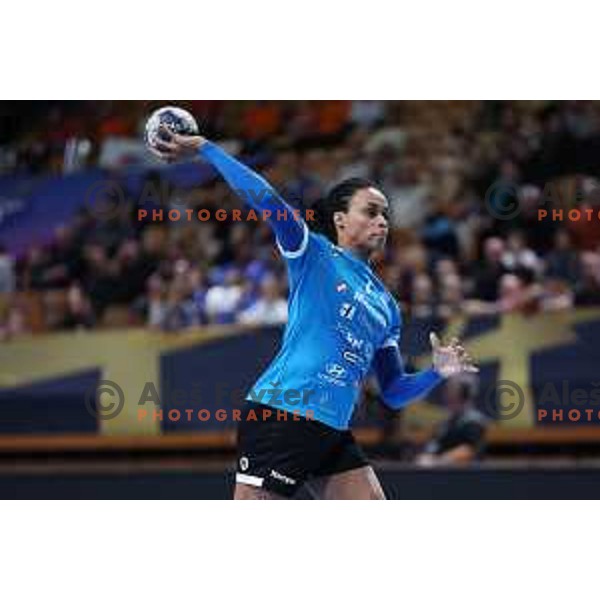 In action during EHF Women’s Champions league match between Krim Mercator (SLO) and BBM Bietigheim (GER) in Ljubljana, Slovenia on January 8, 2023