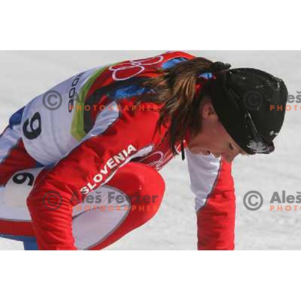  Petra Majdic of Slovenia competes at Cross-country Women\'s 15km Pursuit (7.5km+7.5km) during Torino 2006 Winter Olympic Games in Pragelato Plan, Italy on February 12, 2006
