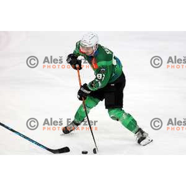Luka Kalan of SZ Olimpija during IceHL ice-hockey match between SZ Olimpija (SLO) and Vienna Capitals (AUT) in Tivoli Hall, Ljubljana, Slovenia on January 8, 2023