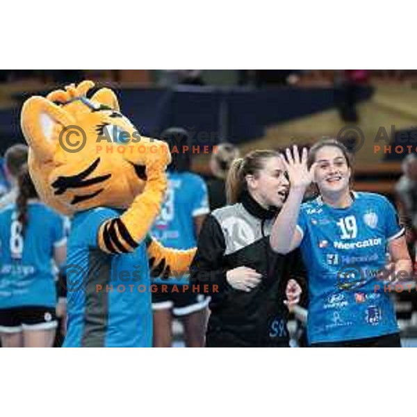 In action during EHF Women’s Champions league match between Krim Mercator (SLO) and BBM Bietigheim (GER) in Ljubljana, Slovenia on January 8, 2023
