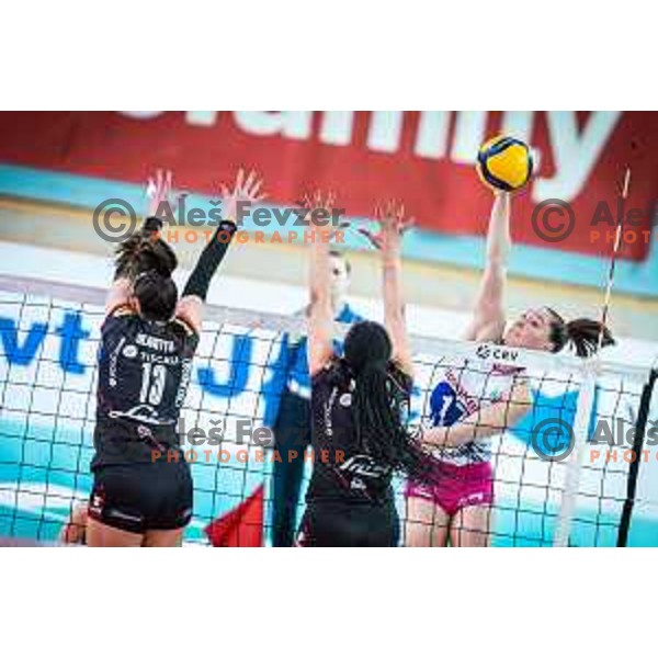 Lorena Lorber Fijok in action during CEV Cup Volleyball 2023 match between Nova KBM Branik and e-work Busto Arsizio in Lukna, Maribor, Slovenia on January 10, 2023. Photo: Jure Banfi