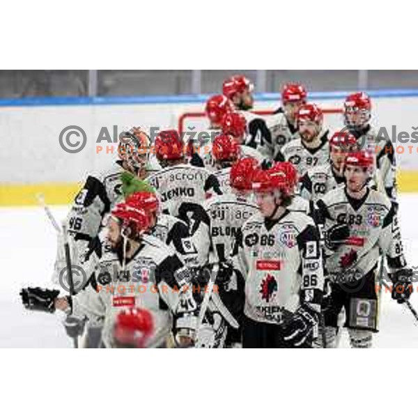 during first match of the Final of Slovenian Championship ice-hockey match between SZ Olimpija and SIJ Acroni Jesenice in Tivoli Hall, Ljubljana, Slovenia on January 10, 2023