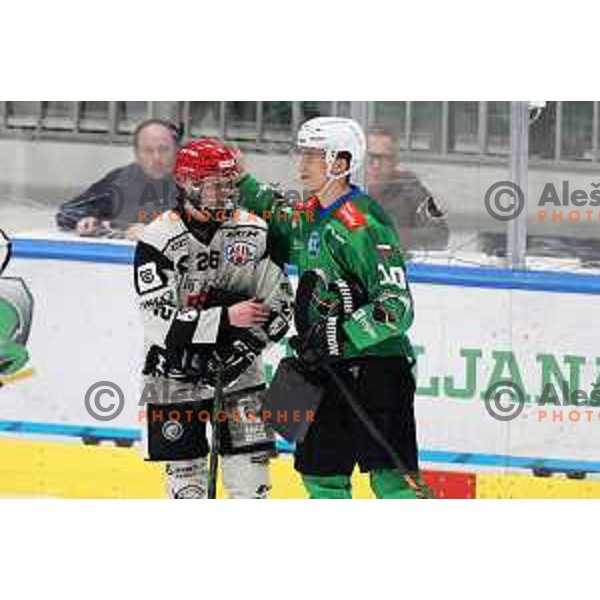 during first match of the Final of Slovenian Championship ice-hockey match between SZ Olimpija and SIJ Acroni Jesenice in Tivoli Hall, Ljubljana, Slovenia on January 10, 2023