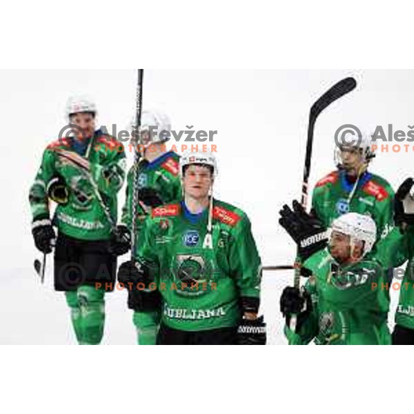 during first match of the Final of Slovenian Championship ice-hockey match between SZ Olimpija and SIJ Acroni Jesenice in Tivoli Hall, Ljubljana, Slovenia on January 10, 2023