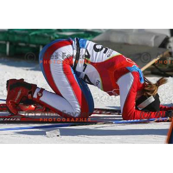 Maja Benedicic of Slovenia competes at Cross-country Women\'s 15km Pursuit (7.5km+7.5km) during Torino 2006 Winter Olympic Games in Pragelato Plan, Italy on February 12, 2006