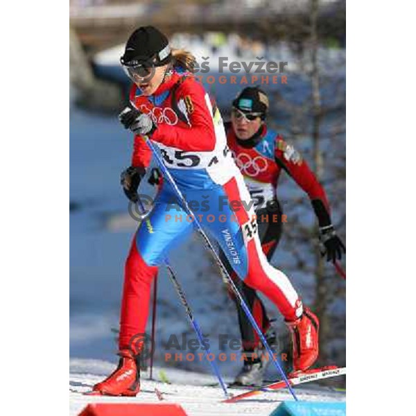 Maja Benedicic of Slovenia competes at Cross-country Women\'s 15km Pursuit (7.5km+7.5km) during Torino 2006 Winter Olympic Games in Pragelato Plan, Italy on February 12, 2006