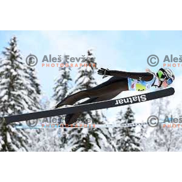 Taja Bodlaj (SLO) competes at European Youth Olympic Festival in team event of women’s Ski Jumping in Planica, Slovenia during EYOF Tarvisio 2023 on January 25, 2023 