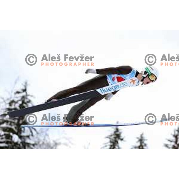 Nik Heberle (SLO) competes in European Youth Olympic Festival at team event of boy’s Ski Jumping in Planica, Slovenia during EYOF Tarvisio 2023 on January 25, 2023 