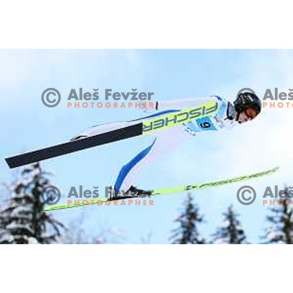 Stephan Embacher (AUT) competes in European Youth Olympic Festival at team event of boy’s Ski Jumping in Planica, Slovenia during EYOF Tarvisio 2023 on January 25, 2023 