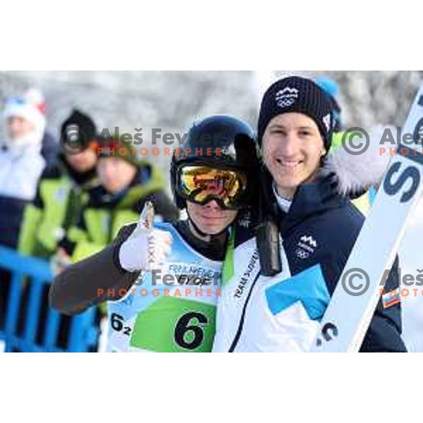Luka Filip (SLO) competes in European Youth Olympic Festival at team event of boy’s Ski Jumping in Planica, Slovenia during EYOF Tarvisio 2023 on January 25, 2023 