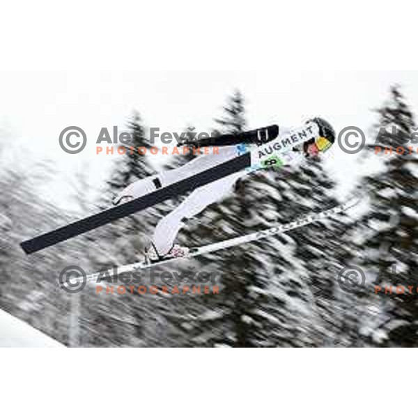 Max Slamik (AUT) competes at European Youth Olympic Festival in Nordic combined team event at Ski Jumping leg in Planica, Slovenia during EYOF Tarvisio 2023 on January 26, 2023
