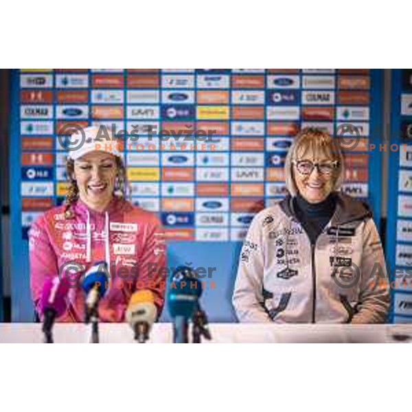 Ilka Stuhec and Darja Crnko during press conference in Hotel Arena, Maribor, Slovenia on January 26, 2023. Photo: Jure Banfi