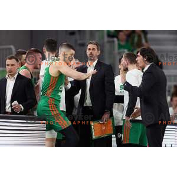 Head coach Jurica Golemac at ABA league 2022-2033 regular season match between Cedevita Olimpija and Buducnost in Ljubljana, Slovenia on January 29, 2023