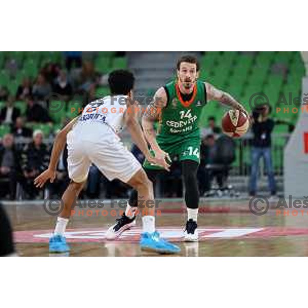 Josh Adams in action during ABA league 2022-2033 regular season match between Cedevita Olimpija and Buducnost in Ljubljana, Slovenia on January 29, 2023