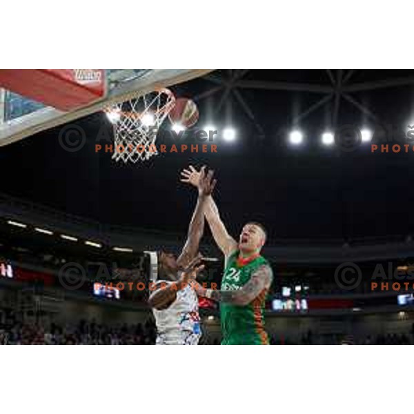 Alen Omic in action during ABA league 2022-2033 regular season match between Cedevita Olimpija and Buducnost in Ljubljana, Slovenia on January 29, 2023