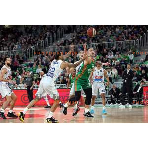 Alen Omic in action during ABA league 2022-2033 regular season match between Cedevita Olimpija and Buducnost in Ljubljana, Slovenia on January 29, 2023