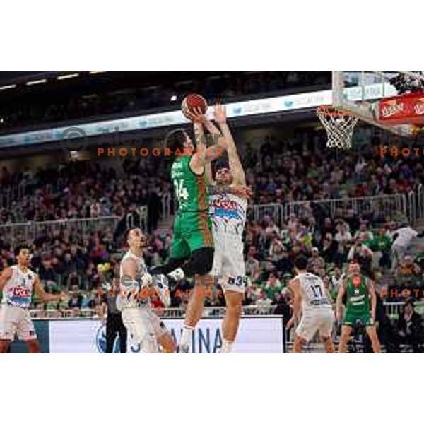 Josh Adams in action during ABA league 2022-2033 regular season match between Cedevita Olimpija and Buducnost in Ljubljana, Slovenia on January 29, 2023