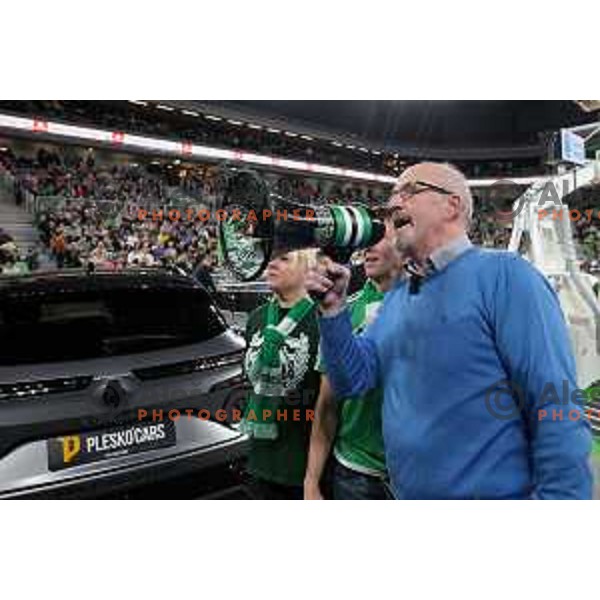 Dusan Hauptman at jersey retirement ceremony at ABA league 2022-2033 regular season match between Cedevita Olimpija and Buducnost in Ljubljana, Slovenia on January 29, 2023