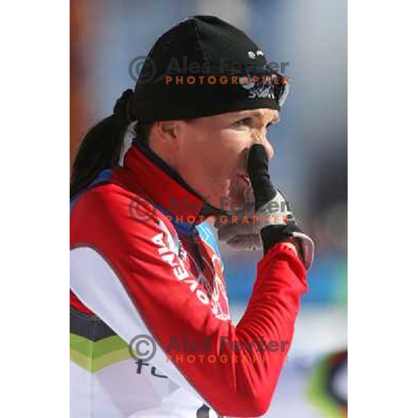  Petra Majdic of Slovenia competes at Cross-country Women\'s 15km Pursuit (7.5km+7.5km) during Torino 2006 Winter Olympic Games in Pragelato Plan, Italy on February 12, 2006
