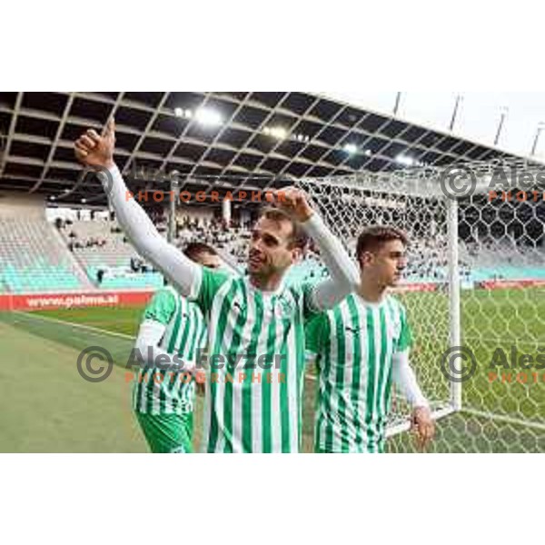 Mustafa Nukic of Olimpija celebrates goal during Prva Liga Telemach 2022-2023 football match between Olimpija and Bravo in SRC Stozice, Ljubljana, Slovenia on February 11, 2023 