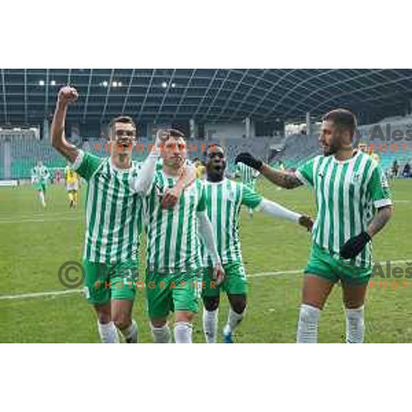 in action during Prva Liga Telemach 2022-2023 football match between Olimpija and Bravo in SRC Stozice, Ljubljana, Slovenia on February 11, 2023
