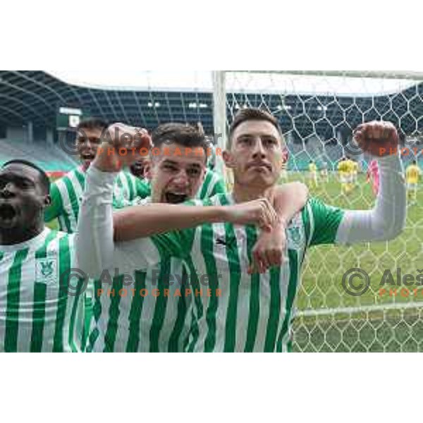 in action during Prva Liga Telemach 2022-2023 football match between Olimpija and Bravo in SRC Stozice, Ljubljana, Slovenia on February 11, 2023