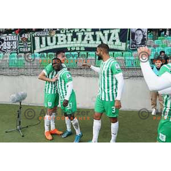 in action during Prva Liga Telemach 2022-2023 football match between Olimpija and Bravo in SRC Stozice, Ljubljana, Slovenia on February 11, 2023