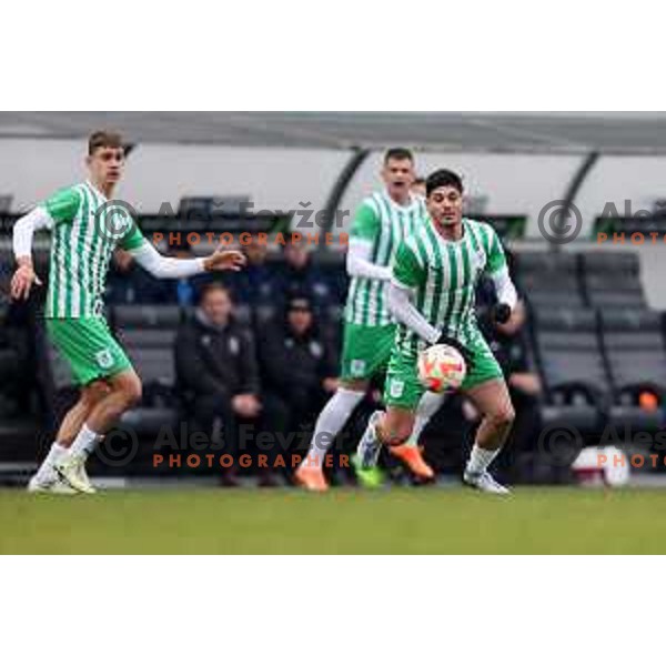in action during Prva Liga Telemach 2022-2023 football match between Olimpija and Bravo in SRC Stozice, Ljubljana, Slovenia on February 11, 2023