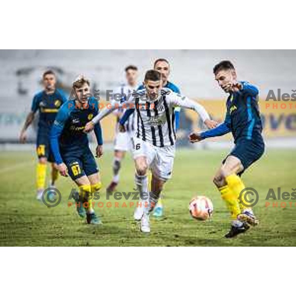 Amar Beganovic in action during Prva liga Telemach football match between Celje and Mura in Arena z’dezele, Celje, Slovenia on February 11, 2023. Photo: Jure Banfi