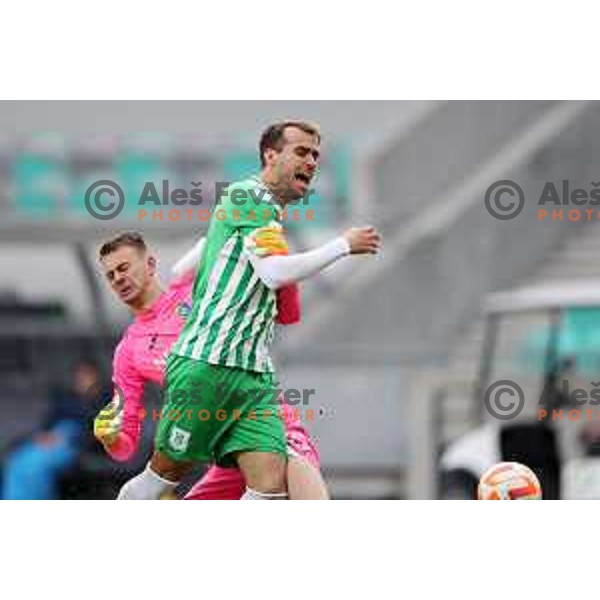 in action during Prva Liga Telemach 2022-2023 football match between Olimpija and Bravo in SRC Stozice, Ljubljana, Slovenia on February 11, 2023