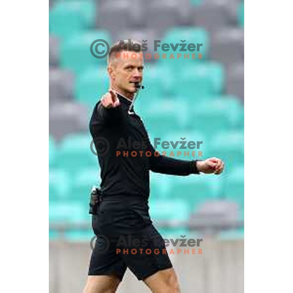 in action during Prva Liga Telemach 2022-2023 football match between Olimpija and Bravo in SRC Stozice, Ljubljana, Slovenia on February 11, 2023