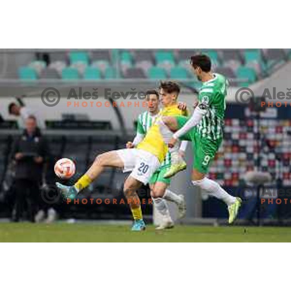 in action during Prva Liga Telemach 2022-2023 football match between Olimpija and Bravo in SRC Stozice, Ljubljana, Slovenia on February 11, 2023