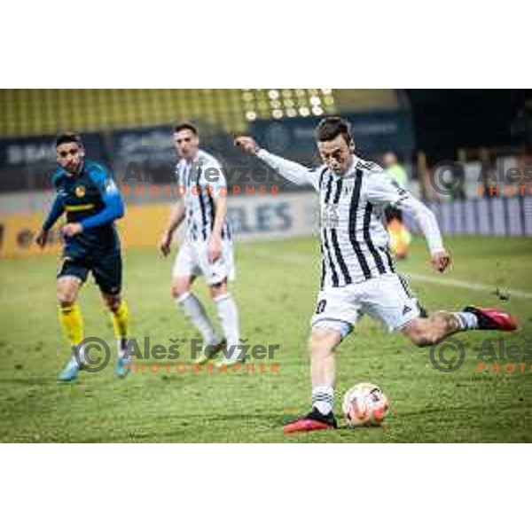 Martin Sroler in action during Prva liga Telemach football match between Celje and Mura in Arena z’dezele, Celje, Slovenia on February 11, 2023. Photo: Jure Banfi