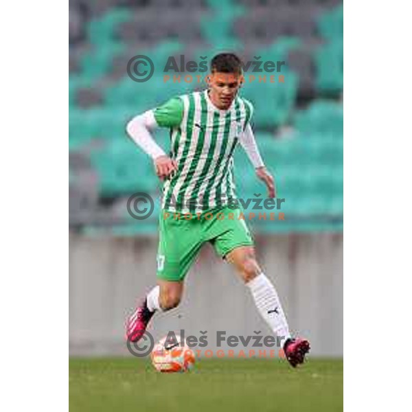 in action during Prva Liga Telemach 2022-2023 football match between Olimpija and Bravo in SRC Stozice, Ljubljana, Slovenia on February 11, 2023