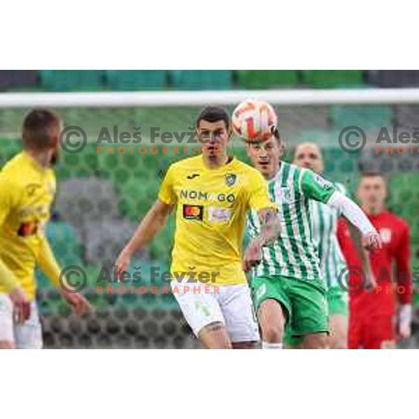 in action during Prva Liga Telemach 2022-2023 football match between Olimpija and Bravo in SRC Stozice, Ljubljana, Slovenia on February 11, 2023