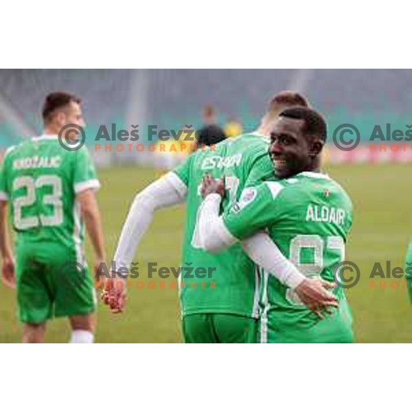 in action during Prva Liga Telemach 2022-2023 football match between Olimpija and Bravo in SRC Stozice, Ljubljana, Slovenia on February 11, 2023
