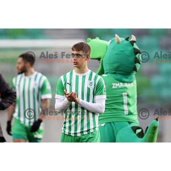 in action during Prva Liga Telemach 2022-2023 football match between Olimpija and Bravo in SRC Stozice, Ljubljana, Slovenia on February 11, 2023