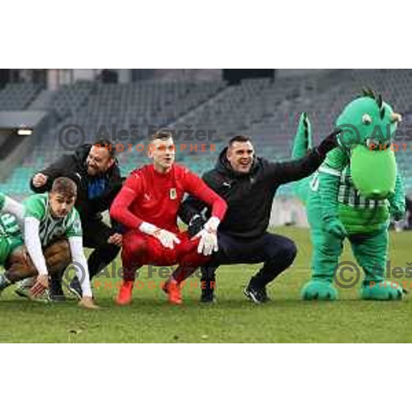 in action during Prva Liga Telemach 2022-2023 football match between Olimpija and Bravo in SRC Stozice, Ljubljana, Slovenia on February 11, 2023