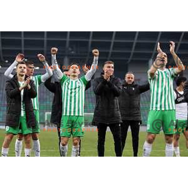 in action during Prva Liga Telemach 2022-2023 football match between Olimpija and Bravo in SRC Stozice, Ljubljana, Slovenia on February 11, 2023