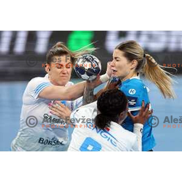 Aleksandra Rosiak of Krim Mercator in action during EHF Champions league Women 2022-2023 handball match between Krim Mercator (SLO) and CSM Bucuresti (ROU) in Ljubljana, Slovenia on February 12, 2023