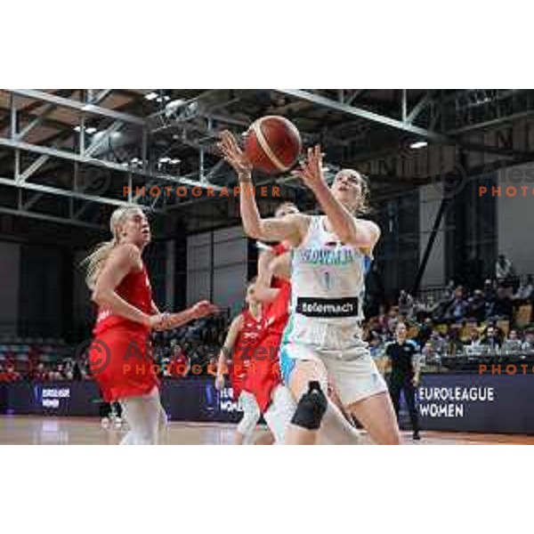 Eva Lisec of Slovenia in action during FIBA Women\'s EuroBasket Qualifiers between Slovenia and Poland in Ljubljana on February 12, 2023