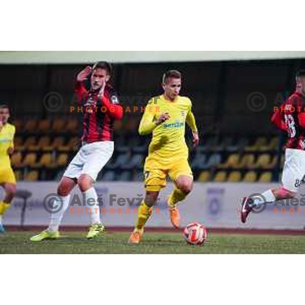 Nermin Hodzic of Domzale during Prva Liga Telemach 2022-2023 football match between Domzale and Tabor Sezana in Sportni park Domzale, Domzale, Slovenia on February 12, 2023