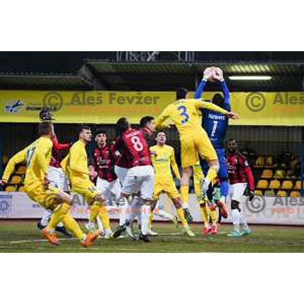 Andrej Duric of Domzale and Koprivec of Tabor Sezana during Prva Liga Telemach 2022-2023 football match between Domzale and Tabor Sezana in Sportni park Domzale, Domzale, Slovenia on February 12, 2023