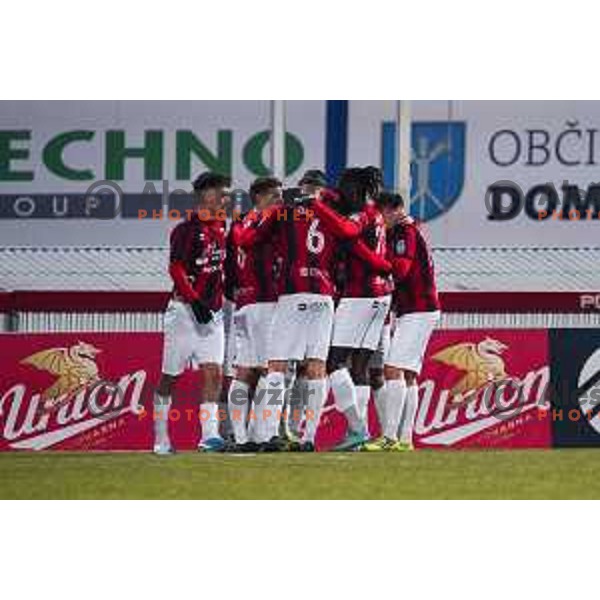 celebrates goal during Prva Liga Telemach 2022-2023 football match between Domzale and Tabor Sezana in Sportni park Domzale, Domzale, Slovenia on February 12, 2023
