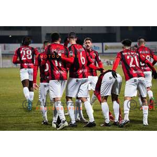 of Tabor Sezana celebrates goal during Prva Liga Telemach 2022-2023 football match between Domzale and Tabor Sezana in Sportni park Domzale, Domzale, Slovenia on February 12, 2023