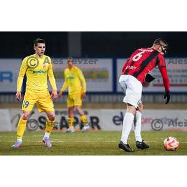 Ziga Repas of Domzale during Prva Liga Telemach 2022-2023 football match between Domzale and Tabor Sezana in Sportni park Domzale, Domzale, Slovenia on February 12, 2023