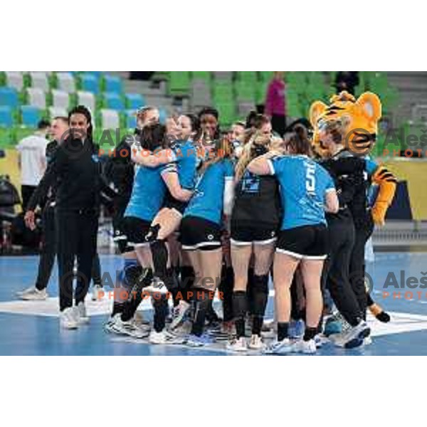 of Krim Mercator in action during EHF Champions league Women 2022-2023 handball match between Krim Mercator (SLO) and CSM Bucuresti (ROU) in Ljubljana, Slovenia on February 12,2023