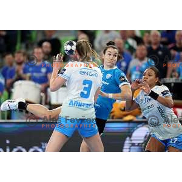of Krim Mercator in action during EHF Champions league Women 2022-2023 handball match between Krim Mercator (SLO) and CSM Bucuresti (ROU) in Ljubljana, Slovenia on February 12,2023