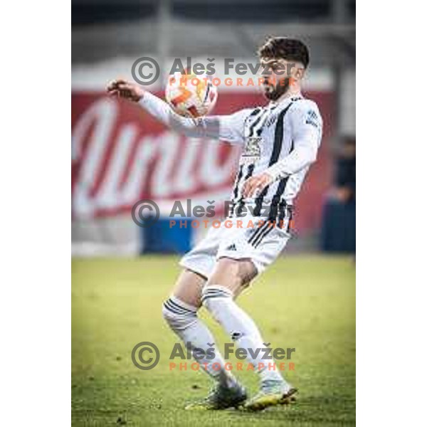 Dardan Shabanhaxhaj in action during Prva liga Telemach football match between Celje and Mura in Arena z’dezele, Celje, Slovenia on February 11, 2023. Photo: Jure Banfi